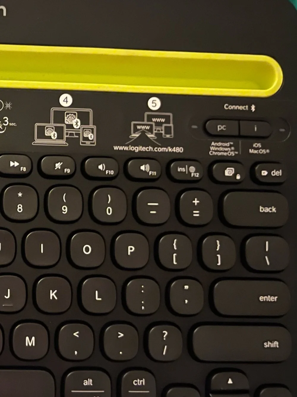 Logitech Bluetooth Multi-Device Keyboard in Black with Lime Accent